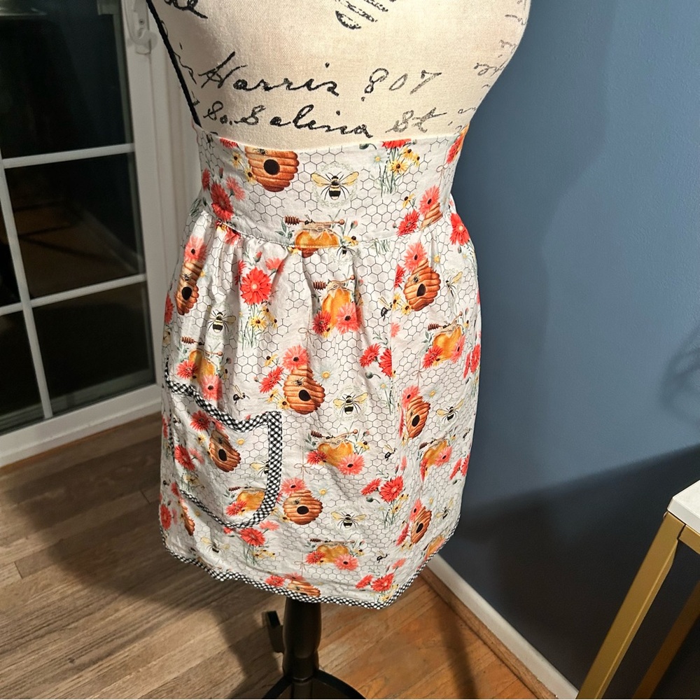 Honey bee & Floral Print homemade apron